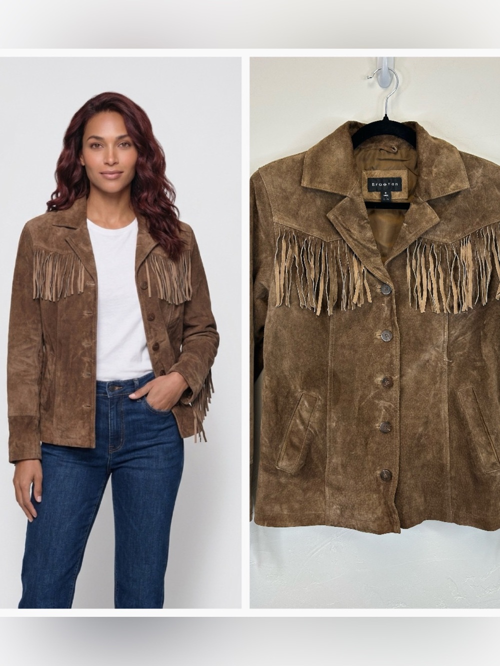 Suede Leather Fringe Jacket Size S Western Boho Button Up Southwestern Cottage